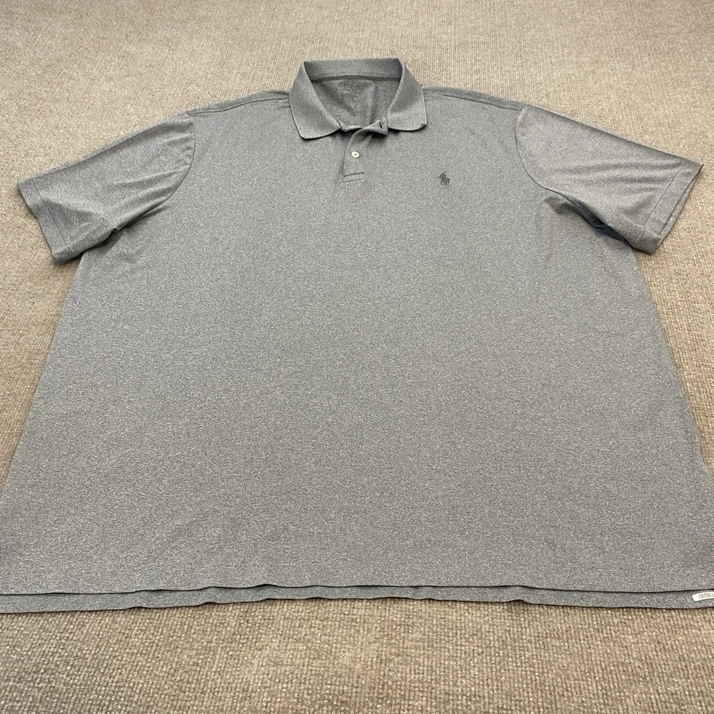 Polo Ralph Lauren Polo Shirt Men XXL Gray Performance Stretch Jersey Golf Preppy